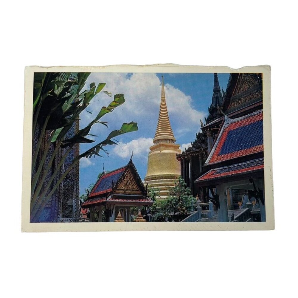 Vintage Postcard Bangkok Thailand, Angle Emerald Buddha u Temple Kong Stamp Non